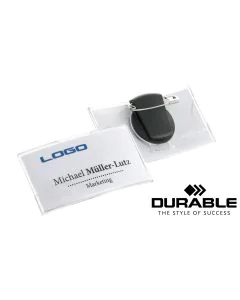 Lot de 25 Badges convexes avec pince combi - 75 x 40 mm : DURABLE 8124-19 Visuel