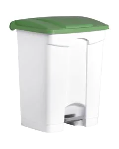 Photo Poubelle à pédale avec couvercle 70 litres - Blanc/Vert HELIT H2402251