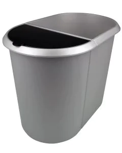 Poubelle en plastique - Duo System - Argent/Noir HELIT
