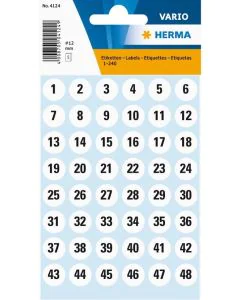HERMA 4124 Etiquettes à chiffres autocollants - 12,0 mm - Noir et Blanc
