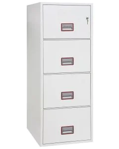 Photo Armoire ignifugée 1 H 30 - Dossiers suspendus 4 tiroirs - Serrure à clé : PHOENIX FIRE FILE FS2254K