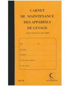 Photo Carnet de maintenance - Appareil de levage et de manutention ELVE