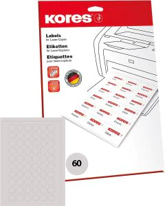 Étiquettes rondes blanches - Diamètre 24 mm : KORES Lot de 1500 Visuel