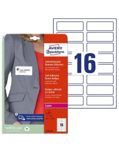 Etiquettes Badges pour Textile - Blanc - 88.9 x 30 mm AVERY Lot de 320 image