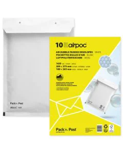Lot de 10 Pochettes d'expédition matelassées - Blanc - 200 x 275 mm : MAIL MEDIA Visuel