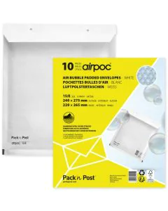 Lot de 10 Pochettes d'expédition matelassées - Blanc - 240 x 275 mm : MAIL MEDIA Visuel