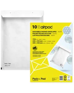 Lot de 10 Pochettes d'expédition matelassées - Blanc - 250 x 350 mm : MAIL MEDIA Visuel
