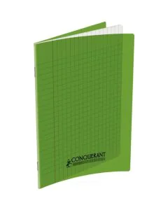 Photo Cahier Séyès / Grands carreaux Vert - Polypro - 48 pages - 170 x 220 mm CONQUERANT :