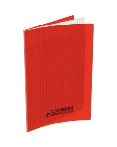 Photo Cahier Séyès / Grands carreaux Rouge - Polypro - 96 pages - 170 x 220 mm CONQUERANT :