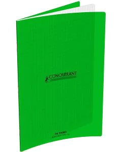Photo Cahier Séyès / Grands carreaux Vert - Polypro - 96 pages - 240 x 320 mm CONQUERANT :