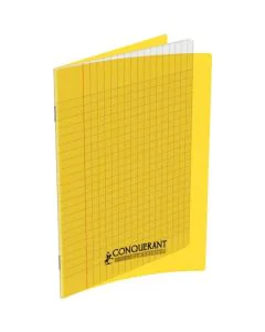 Photo Cahier Séyès / Grands carreaux Jaune - Polypro - 96 pages - 170 x 220 mm CONQUERANT :