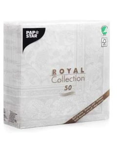 Photo Lot de 50 serviettes en papier - Blanc - 400 x 400 mm PAPSTAR ROYAL Collection Ornements Image