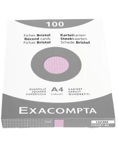 Photo Fiches Bristol quadrillées - 210 x 297 mm - Rose EXACOMPTA Image