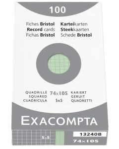 Photo Fiches Bristol quadrillées - 74 x 105 mm - Vert EXACOMPTA Image