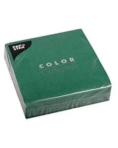 Photo Lot de 50 serviettes de table unies - Vert foncé PAP STAR Restaurant 14226