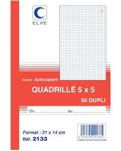 Photo Carnet Quadrillé 210 x 140 mm - Autocopiant Dupli ELVE