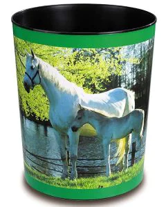 Photo 26658 LAUFER : Corbeille à papier - Chevaux blancs (Fournitures)