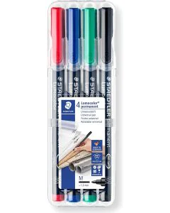 Photo STAEDTLER : Etui de 4 marqueurs permanents Lumocolor pour rétroprojecteur - 317 M