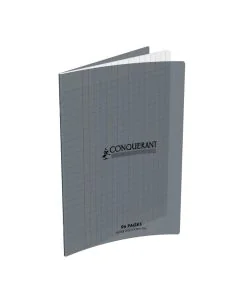 Photo Cahier Séyès / Grands carreaux Gris - Polypro - 96 pages - 170 x 220 mm CONQUERANT :