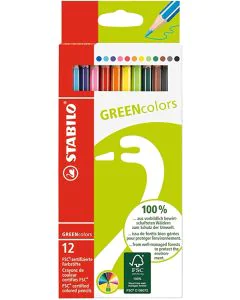 Photo 6019/2-121 STABILO : Étui de 12 crayons de couleurs hexagonal GREENcolors - Assortiment