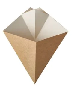 Photo Cornet à frites avec compartiment à sauce - 165 x 195 mm PAP STAR Pure