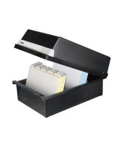 Photo Boite à couvercle ouverte pour 1300 cartes - A5 paysage - Noir : HAN 955-13 