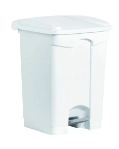 Photo Poubelle à pédale avec couvercle - 45 litres - Blanc : HELIT H2402105