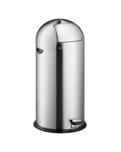 Photo Poubelle à pédale en acier avec clapet push 52 litres - Argent : HELIT H2405400