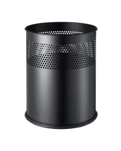 Photo Corbeille à papier en acier 15 litres - Noir : HELIT H2515795