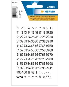 Photo Etiquettes de chiffres noirs autocollants - 5 mm 4155 HERMA