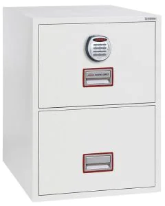 Photo Armoire ignifugée pour Dossiers suspendus 2 tiroirs - Anti-feu 1 H 30 - Serrure électronique PHOENIX FIRE FILE FS2252E