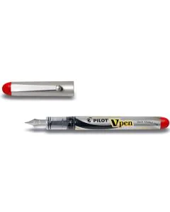 Photo PILOT 281631 : Stylo plume jetable V-Pen Silver - Rouge