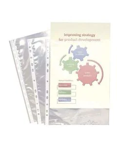 Photo Lot de 100 Pochettes perforées en PP 0,05 mm - A4 : PRO-Office Double ouverture