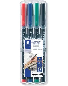 Photo Etui de 4 marqueurs permanents Lumocolor pour rétroprojecteur STAEDTLER 314 B