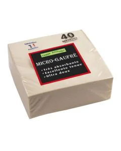 Serviettes de table Micro-Gaufrées - 380 x 380 mm - Ivoire PRO NAPPE Lot de 40 image