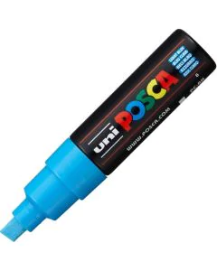 UNI-BALL : Marqueur peinture Posca PC 8K - Pointe biseautée de 8 mm - Bleu clair - PC-8K BC