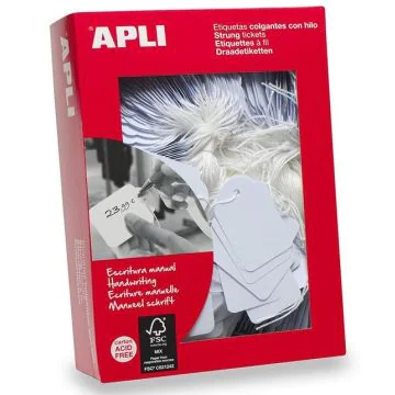 Etiquettes bijouterie à trou et ficelle blanche - 18 x 29 mm AGIPA Lot de 1000