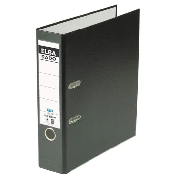 Classeur à levier en PVC - Dos 80 mm - Noir : ELBA Rado Plast Image