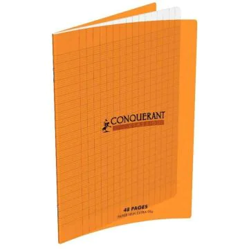 Cahier d'écolier - 48 pages Grands carreaux - 170 x 220 mm - Polypro Orange : CONQUERANT Visuel