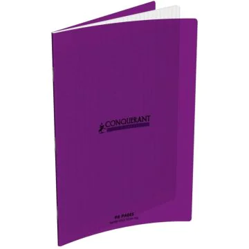 Cahier d'écolier - 96 pages Grands carreaux - 210 x 297 mm - Polypro Violet : CONQUERANT Modèle