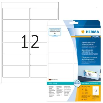 HERMA 10017 : Étiquettes adhésives blanches - Multi-usages - 99,1 x 42,3 mm
