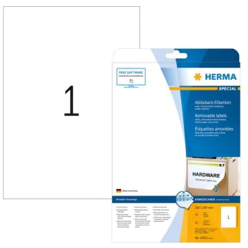 HERMA : Étiquettes adhésives blanches  - 210 x 297 mm 10021