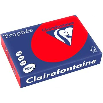 Ramette de papier Trophée de 250 feuilles A4 160g - Rouge corail : CLAIREFONTAINE Visuel