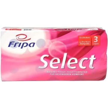 Rouleau de papier toilette - 3 couches : FRIPA Sélect Lot de 8 Visuel