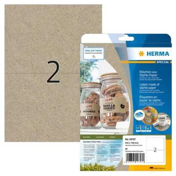 Étiquettes adhésives - 210 x 148 mm - A5 brun naturel HERMA Lot de 40 - image