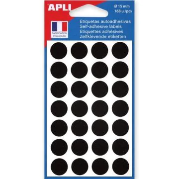 Pastilles adhésives 15 mm Noir  APLI 111847
