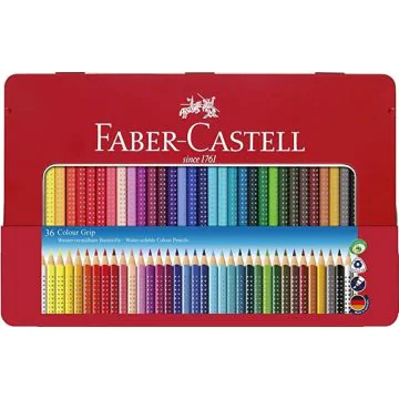 Etui en métal de 36 Crayons de couleur Colour GRIP : FABER CASTELL Visuel