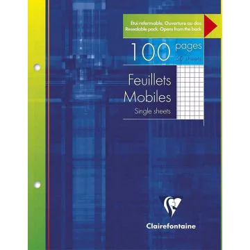 Feuilles simples Quadrillées petits carreaux - 100 pages - 17 x 22 cm : CLAIREFONTAINE Visuel