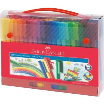 Mallette de 60 Stylos-feutres - Connector Pen - Assortiment : FABER CASTELL Visuel