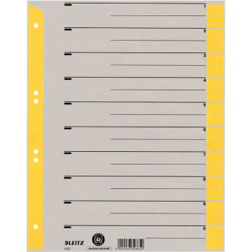 Photo Intercalaires en carton - 240 x 300 mm - 230g/m² - Gris/Jaune : LEITZ Lot de 100 - 1652-00-15